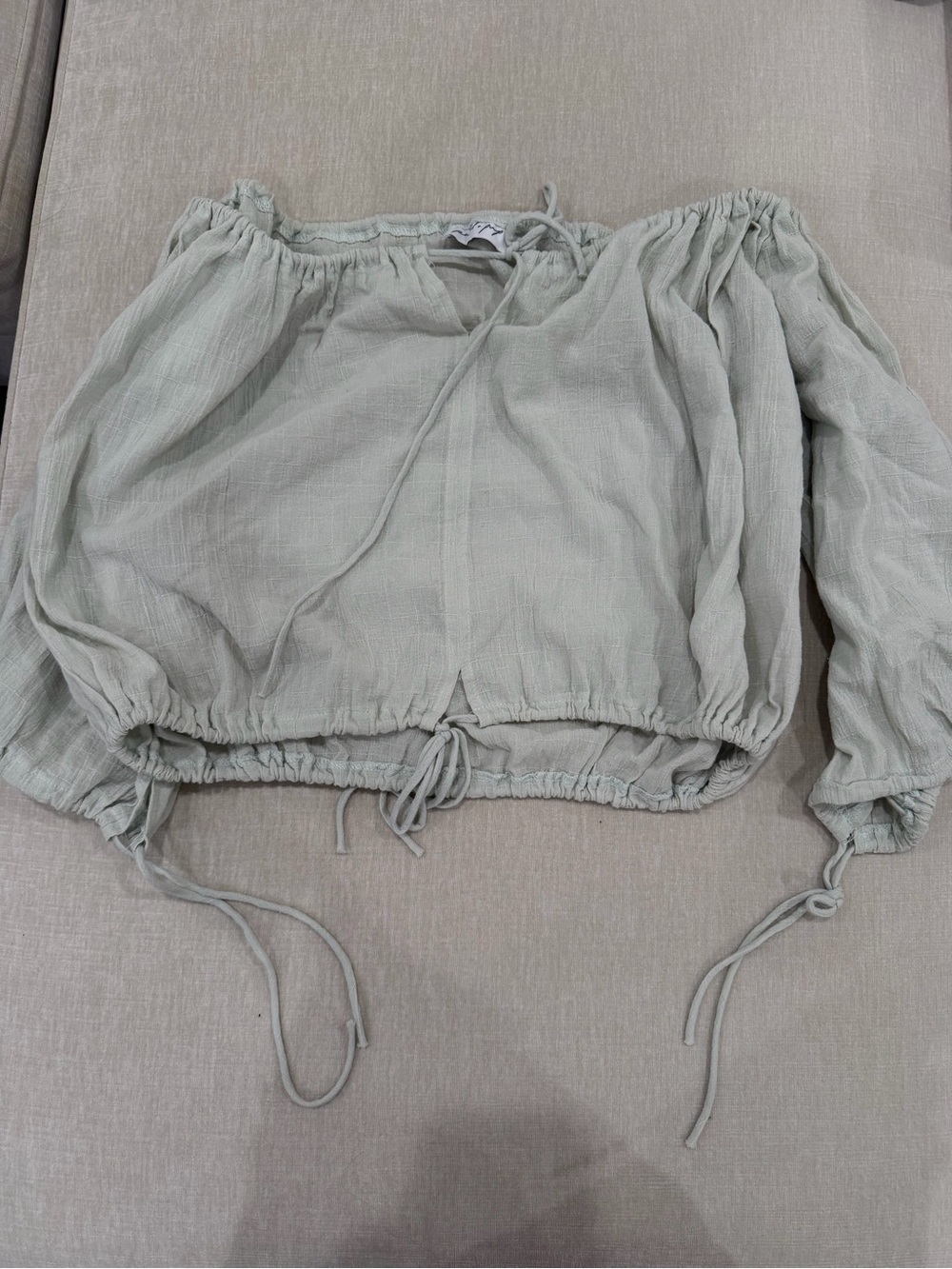 Petal & Pup Sage Green Off-Shoulder Peasant Blouse